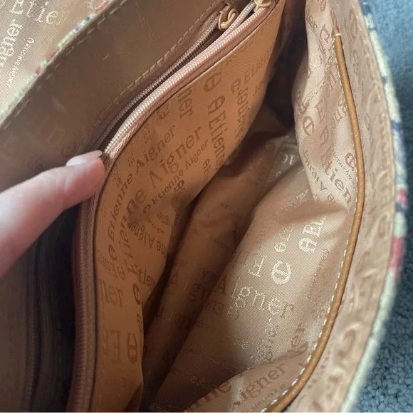 Etienne Aigner Linen & Leather Trim Shoulder Bag - Picture 8 of 12